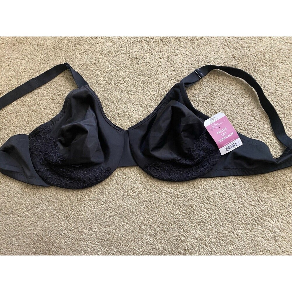 NWT Olga by Warner’s Luxury Lift Full Figure Underwire Bra - Black, 42D